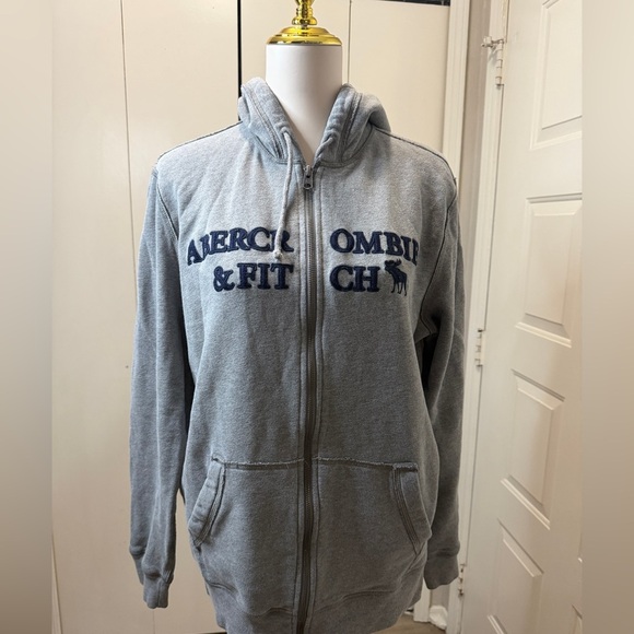 Abercrombie & Fitch Heather Gray Zip-Up Hoodie - Picture 3 of 8